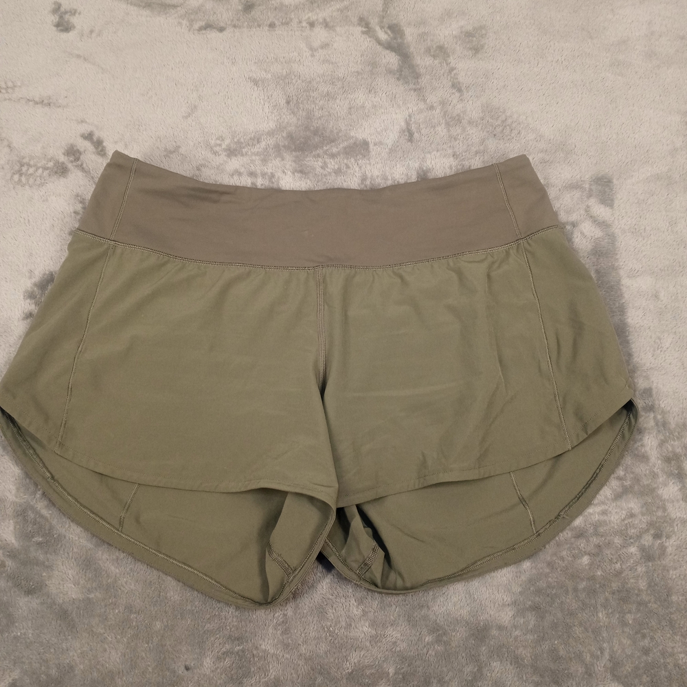 Lululemon Women's Olive Green Running Shorts Size 10 - Picture 1 of 12